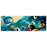 Waves Ocean Sea Abstract Whimsical Abstract Art Pattern Abstract Pattern Water Nature Moon Full Moon Banner and Sign 9  x 3  Front