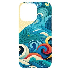 Waves Ocean Sea Abstract Whimsical Abstract Art Pattern Abstract Pattern Water Nature Moon Full Moon Iphone 14 Pro Max Black Uv Print Case by Bedest