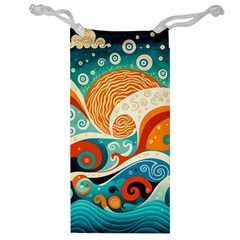 Waves Ocean Sea Abstract Whimsical Abstract Art Pattern Abstract Pattern Nature Water Seascape Jewelry Bag by Bedest