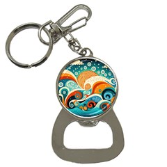 Waves Ocean Sea Abstract Whimsical Abstract Art Pattern Abstract Pattern Nature Water Seascape Bottle Opener Key Chain by Bedest