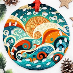 Waves Ocean Sea Abstract Whimsical Abstract Art Pattern Abstract Pattern Nature Water Seascape Ornament (round Filigree)