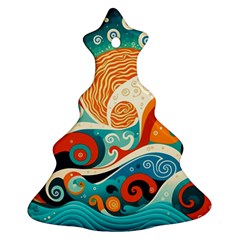 Waves Ocean Sea Abstract Whimsical Abstract Art Pattern Abstract Pattern Nature Water Seascape Christmas Tree Ornament (two Sides) by Bedest