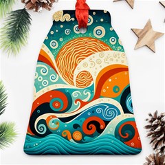 Waves Ocean Sea Abstract Whimsical Abstract Art Pattern Abstract Pattern Nature Water Seascape Bell Ornament (two Sides) by Bedest