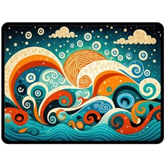 Waves Ocean Sea Abstract Whimsical Abstract Art Pattern Abstract Pattern Nature Water Seascape Two Sides Fleece Blanket (large) by Bedest