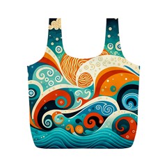 Waves Ocean Sea Abstract Whimsical Abstract Art Pattern Abstract Pattern Nature Water Seascape Full Print Recycle Bag (m) by Bedest