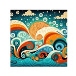 Waves Ocean Sea Abstract Whimsical Abstract Art Pattern Abstract Pattern Nature Water Seascape Square Satin Scarf (30  x 30 ) Front