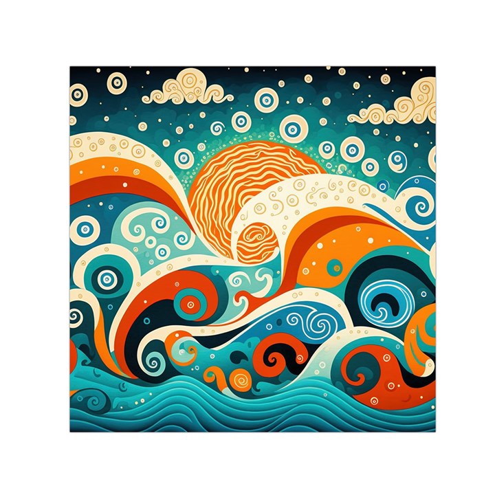 Waves Ocean Sea Abstract Whimsical Abstract Art Pattern Abstract Pattern Nature Water Seascape Square Satin Scarf (30  x 30 )