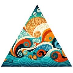 Waves Ocean Sea Abstract Whimsical Abstract Art Pattern Abstract Pattern Nature Water Seascape Wooden Puzzle Triangle by Bedest