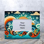 Waves Ocean Sea Abstract Whimsical Abstract Art Pattern Abstract Pattern Nature Water Seascape White Tabletop Photo Frame 4 x6  Front