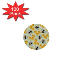 Bees Pattern Honey Bee Bug Honeycomb Honey Beehive 1  Mini Buttons (100 Pack)  by Bedest