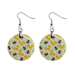 Bees Pattern Honey Bee Bug Honeycomb Honey Beehive Mini Button Earrings Front