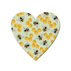 Bees Pattern Honey Bee Bug Honeycomb Honey Beehive Heart Magnet by Bedest