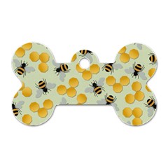 Bees Pattern Honey Bee Bug Honeycomb Honey Beehive Dog Tag Bone (two Sides) by Bedest