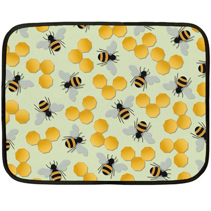 Bees Pattern Honey Bee Bug Honeycomb Honey Beehive Two Sides Fleece Blanket (Mini)