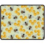 Bees Pattern Honey Bee Bug Honeycomb Honey Beehive Fleece Blanket (Medium) 60 x50  Blanket Front