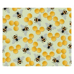 Bees Pattern Honey Bee Bug Honeycomb Honey Beehive Two Sides Premium Plush Fleece Blanket (kids Size) by Bedest