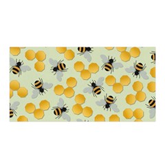 Bees Pattern Honey Bee Bug Honeycomb Honey Beehive Satin Wrap 35  X 70  by Bedest