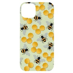 Bees Pattern Honey Bee Bug Honeycomb Honey Beehive Iphone 14 Plus Black Uv Print Case by Bedest