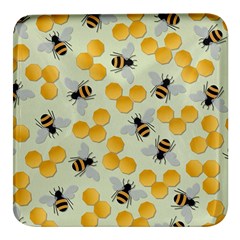 Bees Pattern Honey Bee Bug Honeycomb Honey Beehive Square Glass Fridge Magnet (4 Pack) by Bedest