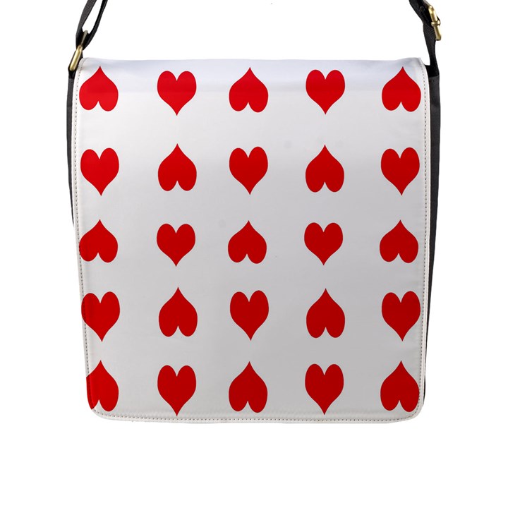 Heart Red Love Valentines Day Flap Closure Messenger Bag (L)