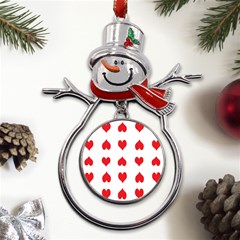 Heart Red Love Valentines Day Metal Snowman Ornament