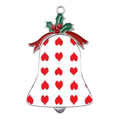 Heart Red Love Valentines Day Metal Holly Leaf Bell Ornament