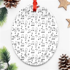 Music Notes Background Wallpaper Ornament (oval Filigree)