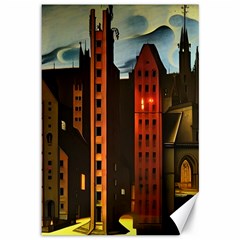 Sci-fi Futuristic Science Fiction City Neon Scene Artistic Technology Machine Fantasy Gothic Town Bu Canvas 12  X 18 