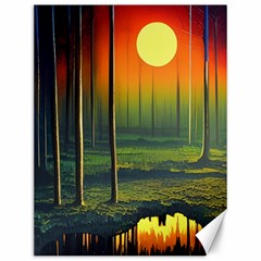 Outdoors Night Moon Full Moon Trees Setting Scene Forest Woods Light Moonlight Nature Wilderness Lan Canvas 12  X 16 