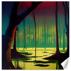 Nature Swamp Water Sunset Spooky Night Reflections Bayou Lake Canvas 12  X 12  by Posterlux