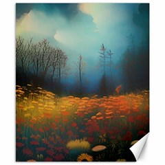 Wildflowers Field Outdoors Clouds Trees Cover Art Storm Mysterious Dream Landscape Canvas 8  X 10  by Posterlux