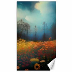 Wildflowers Field Outdoors Clouds Trees Cover Art Storm Mysterious Dream Landscape Canvas 40  X 72  by Posterlux