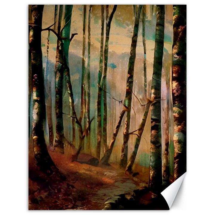 Woodland Woods Forest Trees Nature Outdoors Mist Moon Background Artwork Book Canvas 12  x 16 