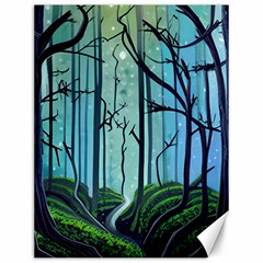 Nature Outdoors Night Trees Scene Forest Woods Light Moonlight Wilderness Stars Canvas 12  X 16  by Posterlux