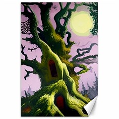 Outdoors Night Full Moon Setting Scene Woods Light Moonlight Nature Wilderness Landscape Canvas 24  X 36 