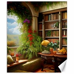 Room Interior Library Books Bookshelves Reading Literature Study Fiction Old Manor Book Nook Reading Canvas 8  X 10 