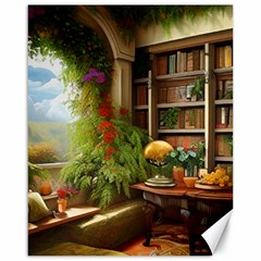 Room Interior Library Books Bookshelves Reading Literature Study Fiction Old Manor Book Nook Reading Canvas 16  X 20 