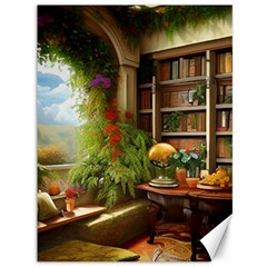 Room Interior Library Books Bookshelves Reading Literature Study Fiction Old Manor Book Nook Reading Canvas 36  X 48  by Posterlux