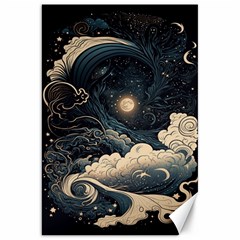 Starry Sky Moon Space Cosmic Galaxy Nature Art Clouds Art Nouveau Abstract Canvas 20  X 30 