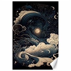 Starry Sky Moon Space Cosmic Galaxy Nature Art Clouds Art Nouveau Abstract Canvas 24  X 36 