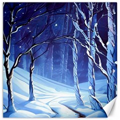 Landscape Outdoors Greeting Card Snow Forest Woods Nature Ai Generated Path Trail Santa s Village Vi Canvas 12  X 12 