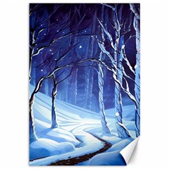 Landscape Outdoors Greeting Card Snow Forest Woods Nature Ai Generated Path Trail Santa s Village Vi Canvas 12  X 18  by Posterlux