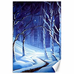 Landscape Outdoors Greeting Card Snow Forest Woods Nature Ai Generated Path Trail Santa s Village Vi Canvas 20  X 30 