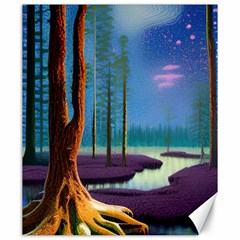 Artwork Outdoors Night Trees Setting Scene Forest Woods Light Moonlight Nature Canvas 20  X 24 