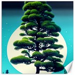 Pine Moon Tree Landscape Nature Scene Stars Setting Night Midnight Full Moon Canvas 12  x 12  11.4 x11.56  Canvas - 1