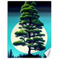 Pine Moon Tree Landscape Nature Scene Stars Setting Night Midnight Full Moon Canvas 18  X 24  by Posterlux