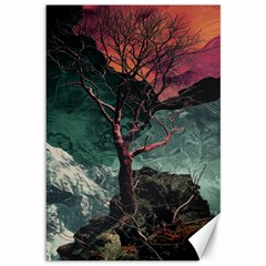 Night Sky Nature Tree Night Landscape Forest Galaxy Fantasy Dark Sky Planet Canvas 12  X 18 