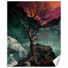 Night Sky Nature Tree Night Landscape Forest Galaxy Fantasy Dark Sky Planet Canvas 16  X 20 