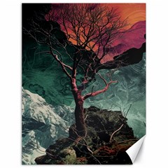 Night Sky Nature Tree Night Landscape Forest Galaxy Fantasy Dark Sky Planet Canvas 18  X 24 