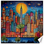 City New York Nyc Skyscraper Skyline Downtown Night Business Urban Travel Landmark Building Architec Canvas 20  x 20  19 x19.27  Canvas - 1